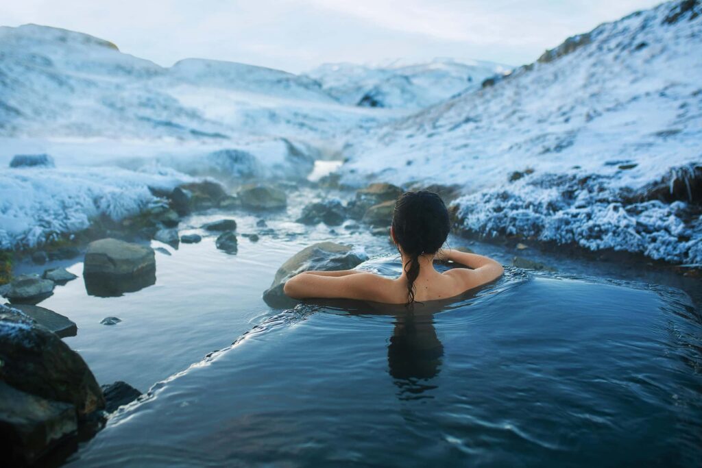 Activities can also be relaxing in a geothermal hot pool when in Iceland